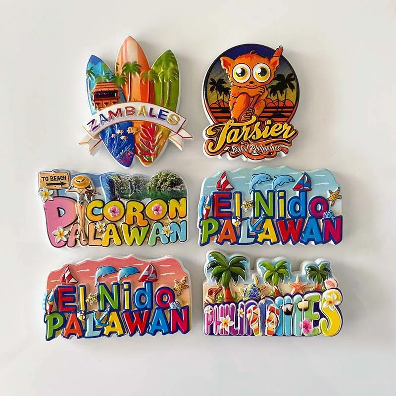 3D Resin Philippines Fridge Magnets(Coron/El Nido Palawan Beaches, Tarsier) - Refrigerator Magnets Imanes Para Refrigerador Home