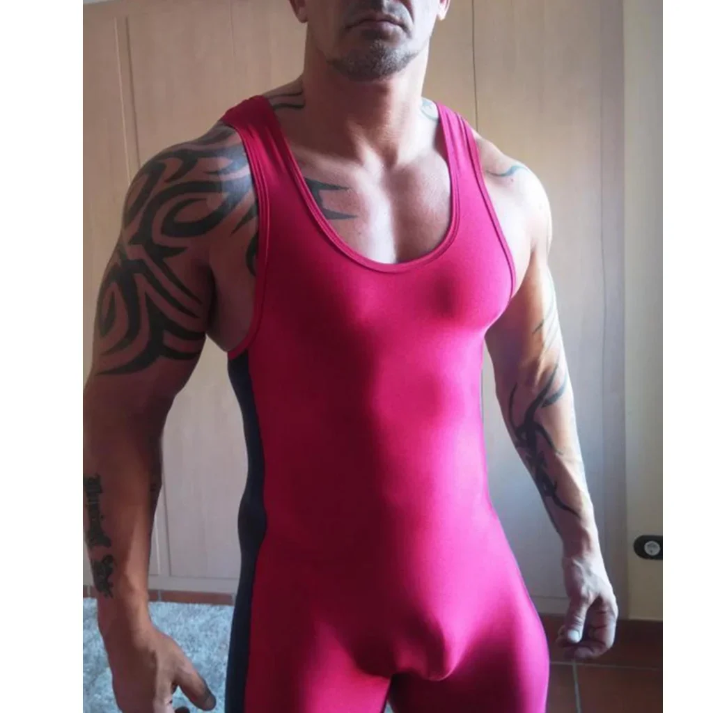 Summer Men's Sleeveless Wrestling Singlets Suit Boxing Skinsuit Weightlifting Clothing Running Speedsuit Gym Training Clothing