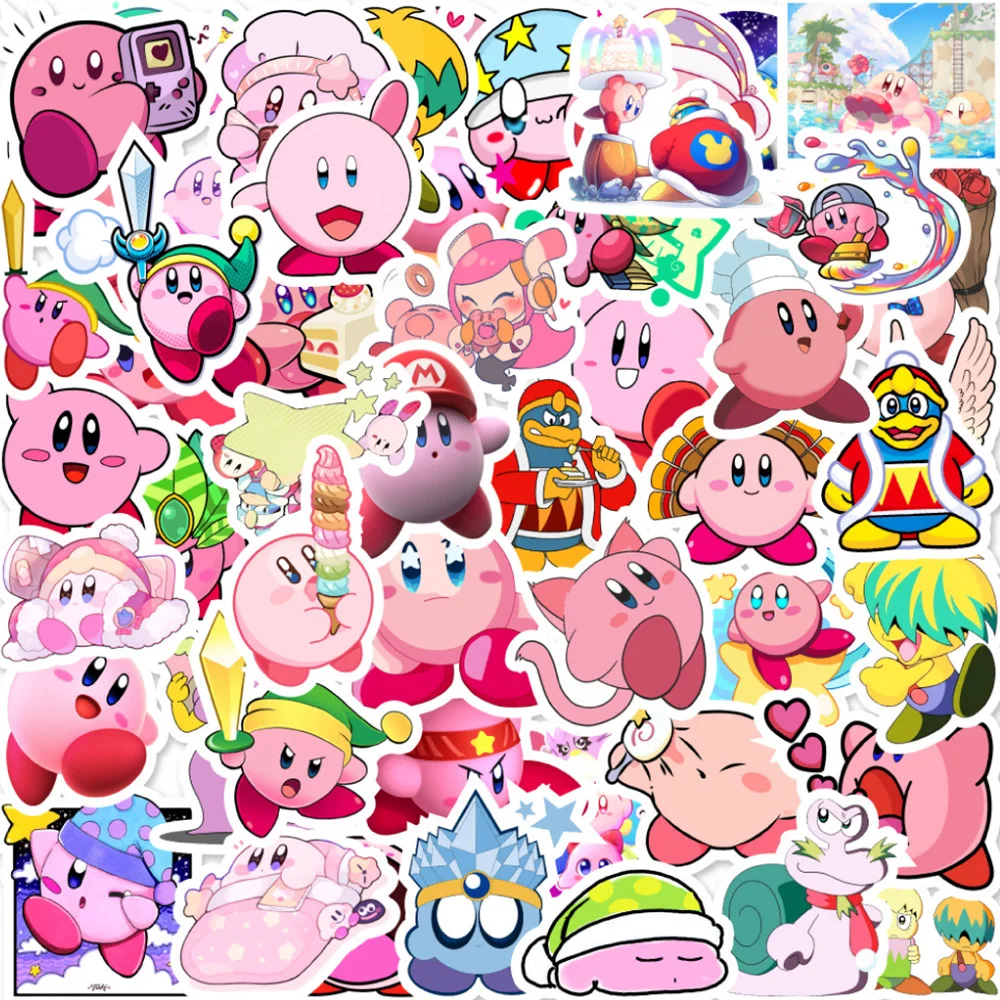 10/30/50PCS Cute Anime Kirby Stickers Kids Toys Decals DIY Notebook Bicycle Fridge Guitar Phone Graffiti Funny Sticker Gifts