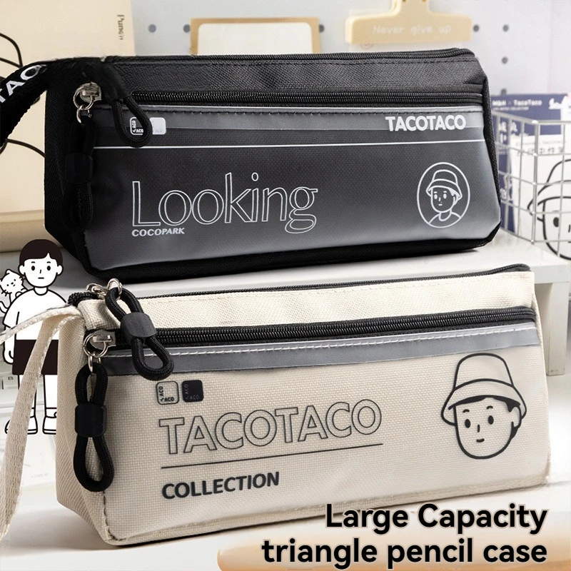 1PC Multi Layer Large Capacity Triangle Pencil Case Student Pencil Box Three Layer High School Pencil Case