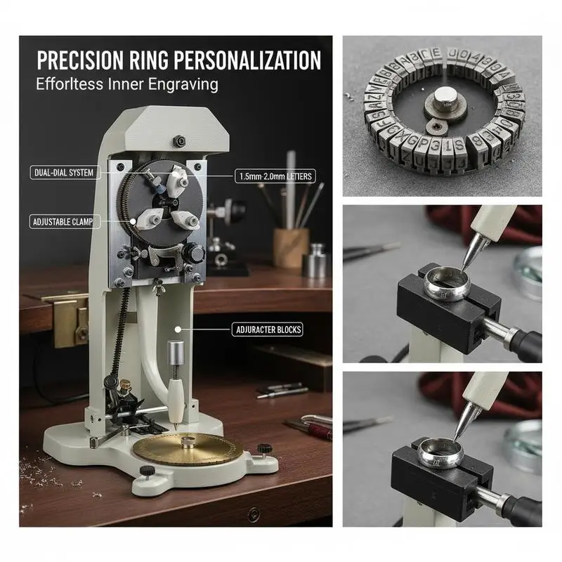 Internal Jewelry Carving Machine 1.5mm-2.0mm Character Block For Jewelry Shop Hobbyist Studio, Double Sided Dial Manual Lettering Tool Metal Ring Marking Equipment Professional Engraving Device view 4