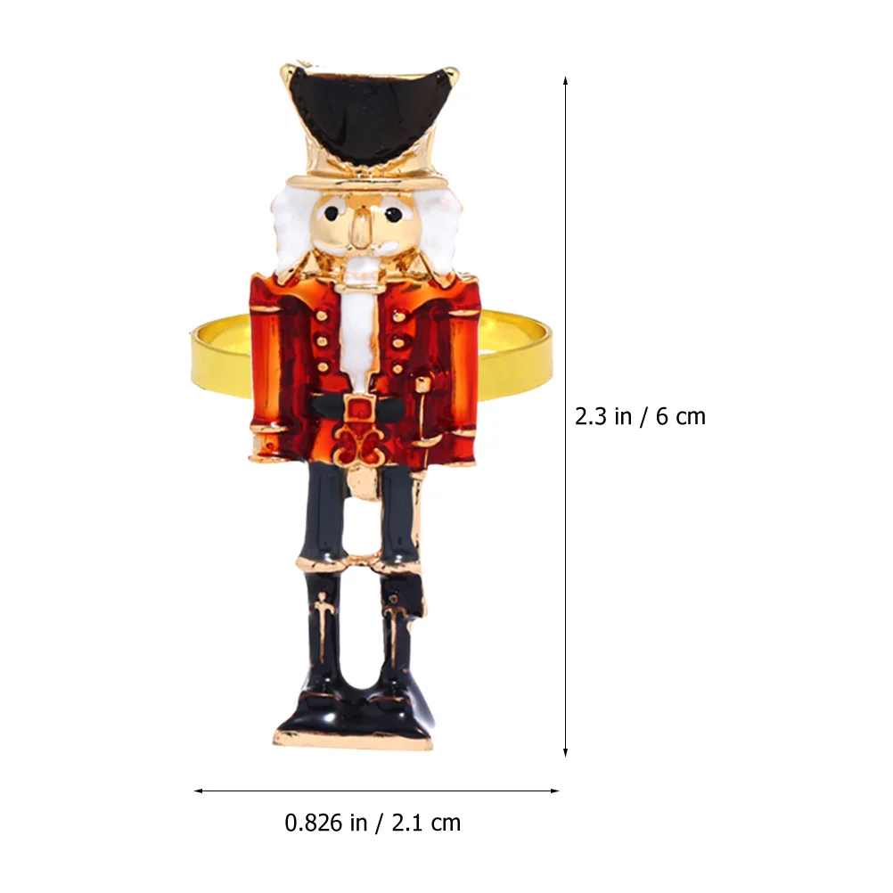 

6Pcs Nutcracker Napkin Rings Decorative Table Centerpiece for Formal Event Casual Gathering Napkin Clasp Set Serviette Buckles