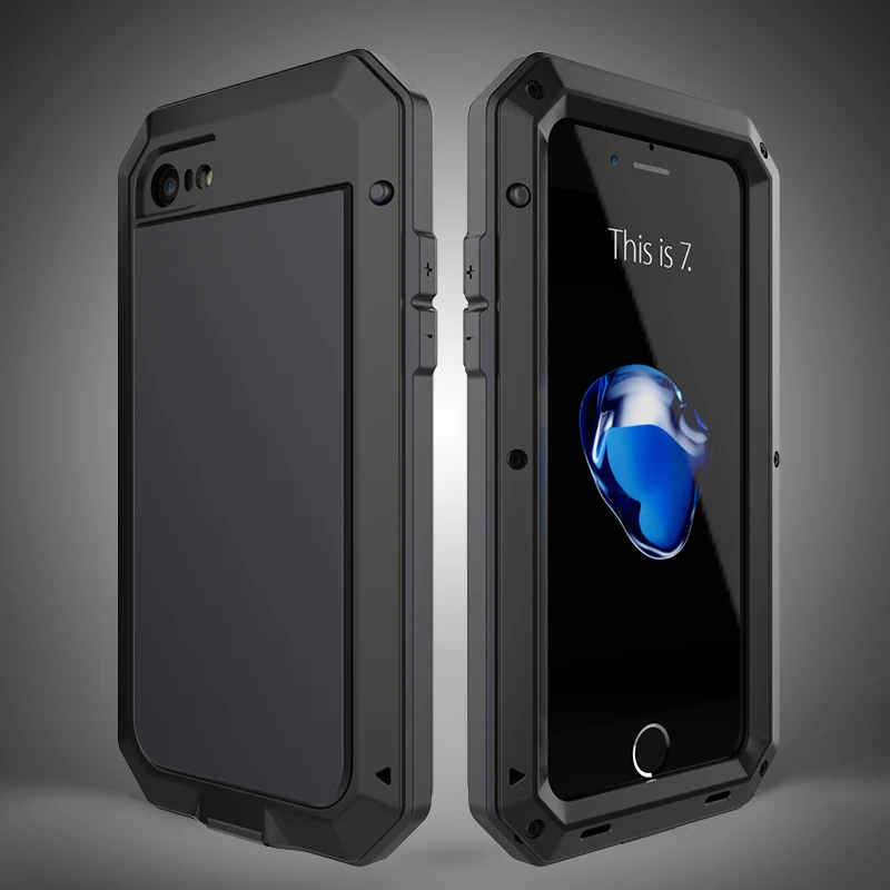 Doom Armor Duty Shock Life-waterproof Metal Aluminum Phone Case For iPhone 14 13 12 11 Pro Max XR Xs 8 7 Plus Cover Glass