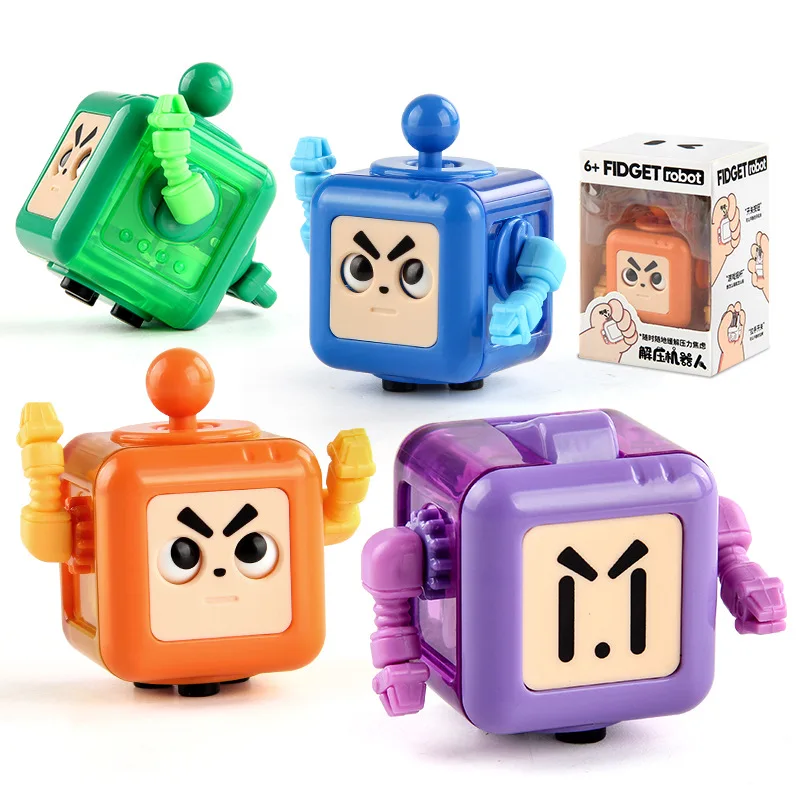 Cartoon Children\'s Robot Toys Fingertip Robot Cube juguetes antiestres ansiedad fitget toys  stress relief mini game toys gifts