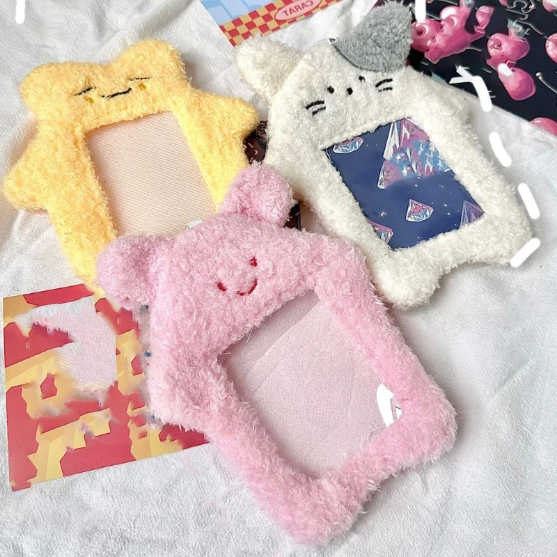 Funda para tarjeta oso dibujos animados, tarjetero conejo peluche, tarjetero para foto, llaveros