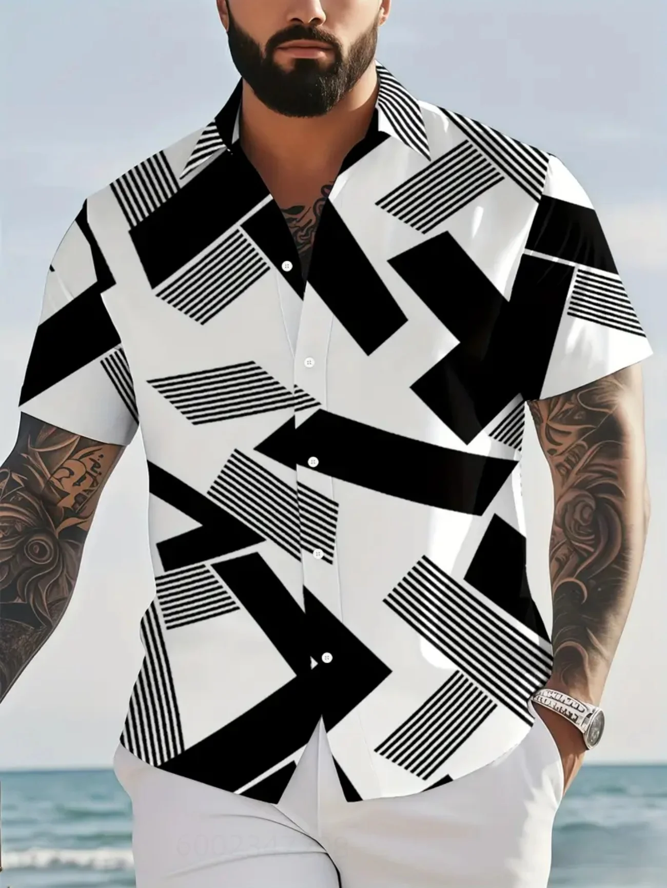 Hawaiian 3D Print Lapel Shirt Men Womens Button Down Short Sleeve Casual Beach Shirt Oversized Clothing