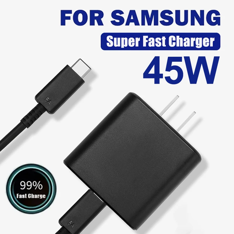 

Сверхбыстрое зарядное устройство PD 45W US для Samsung Galaxy S24 S22 S23 S25 Ultra, зарядка USB-C, кабель Type-C для быстрой зарядки Z Fold Flip 7 5G