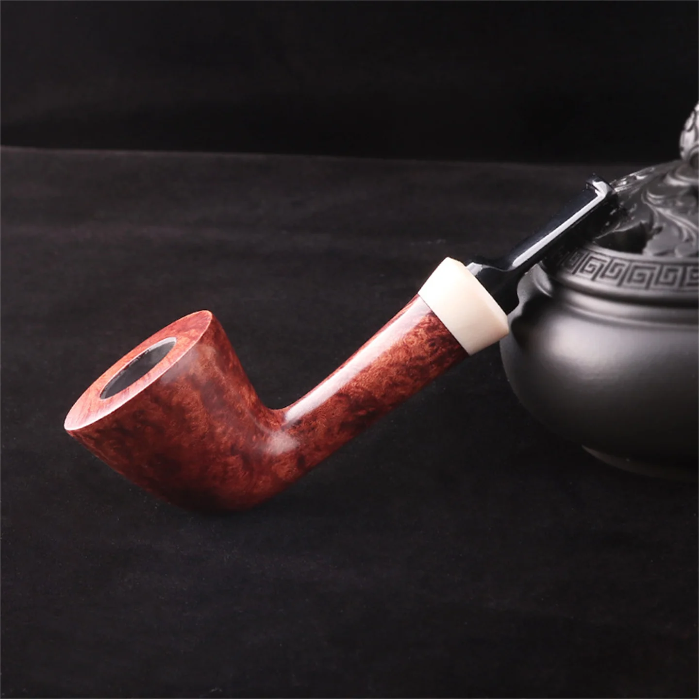 

Briar Wood 9mm Filter Cut Tobacco Pipe Retro Gentleman Bent Type Handmade Smoking Pipe With Accessory Father's Gift