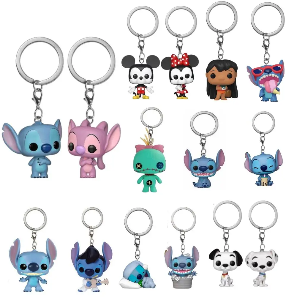 Stitch Pocket Keychain Lilo Stitch Elvis Stitch Summer Stitch Vinyl Dolls Figure Model Toys for Children Birthday Gift