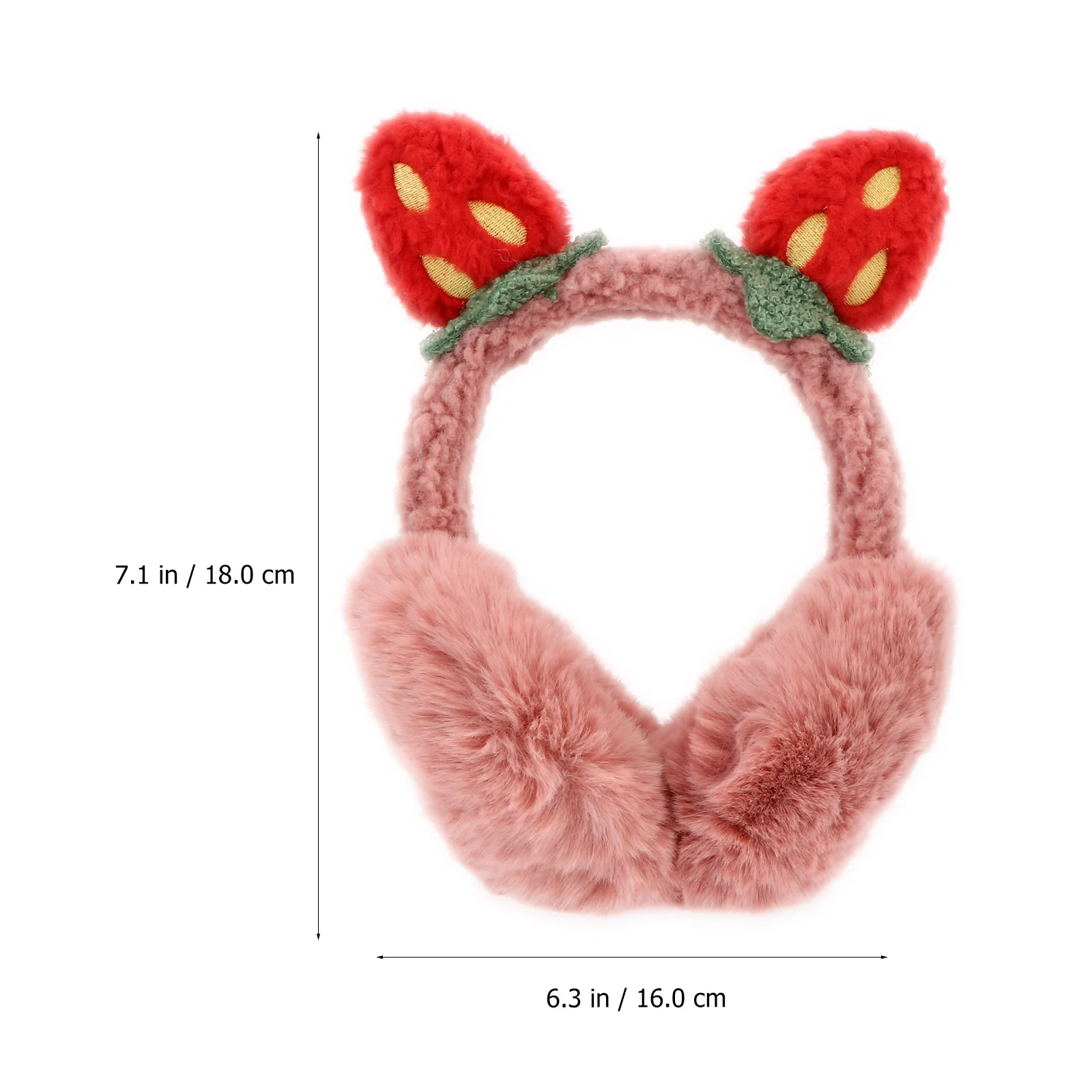 Funda cálida de fresa, diadema de invierno para niña y mujer, calentador de felpa de lujo