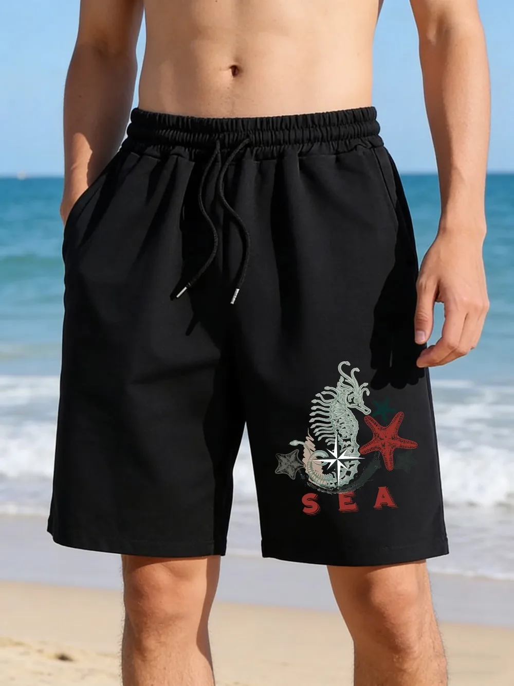 

Sea Seadragon Prints Pants Mens Basics High Waisted Wide Beach Swim Shorts Summer Oversized Shorts Casual Pocket Men'S Clothes