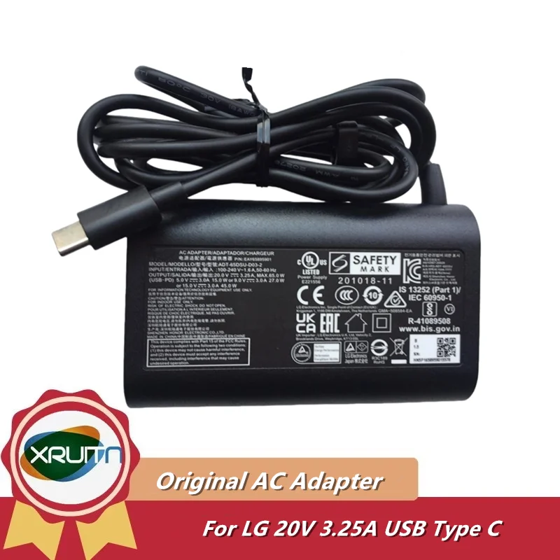 

Genuine ADT-65DSU-D03-2 20V 3.25A 65W TYPE-C USB-PD AC Adapter For LG 17Z90Q 14Z90P 16Z90P 17Z90P Laptop Power Supply Charger