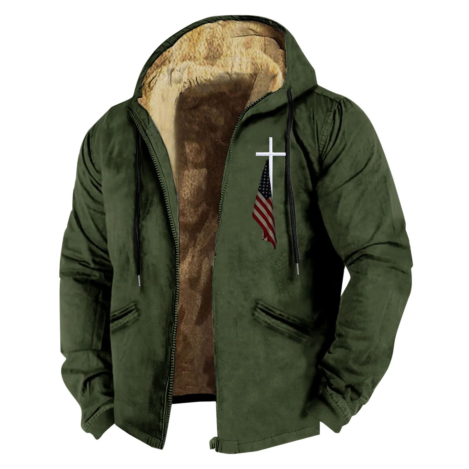 

2024 New Cross-Border Dyeing Cos Zipper Pure Color Faionable Hooded Cotton Jaet ort Sve round Ne T-irt