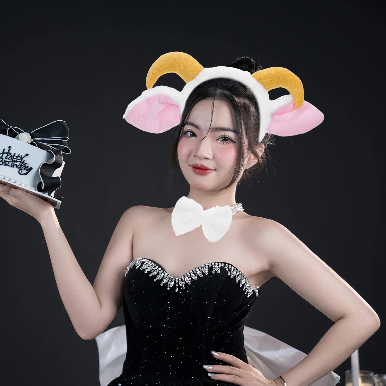 1Set Realistic Sheep Ears Headband Horn Accessory Halloween Christmas Cosplay Party Dress Up Lamb Costume Kids Adults