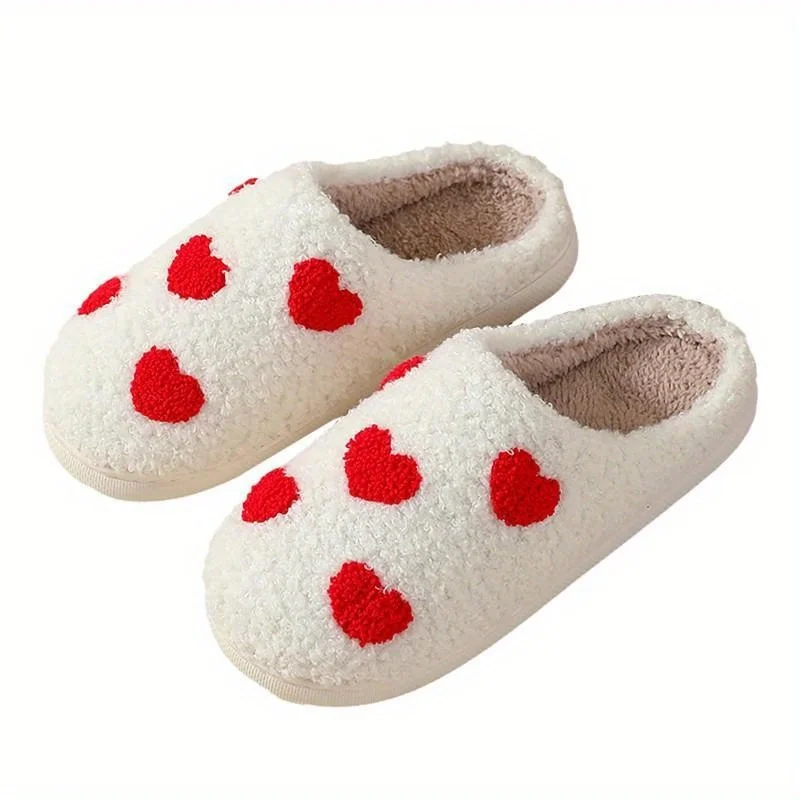 شباشب نسائية لطيفة على شكل فطر وقلب - أحذية منزلية شتوية دافئة قطيفة، نعل بلاستيكي غير قابل للانزلاق، أحذية داخلية مريحة،