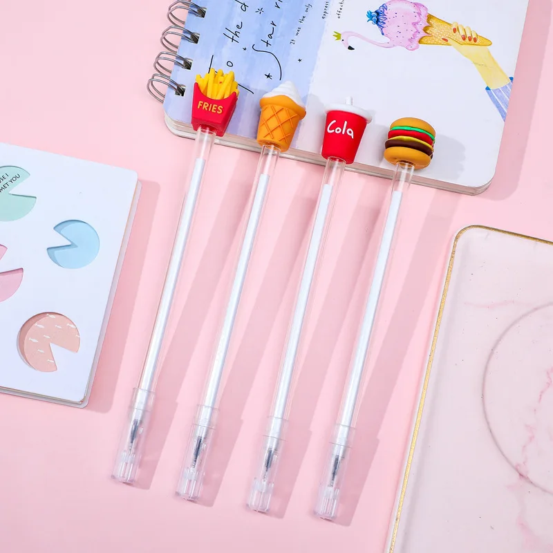 24 PCs Cola Burger Western Gel Pen Creative Student Stationery Pens Student Gel Pen Cartoon Wholesale