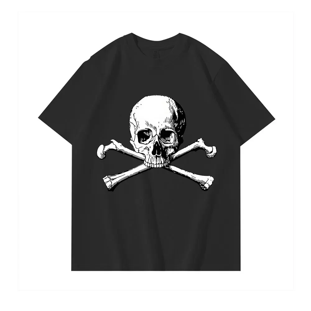 

The Skull T-shirt Short Sleeved Harajuku O-Neck Cotton Versatile Casual Breathable Streetwear Printed Vintage Comfortable Top