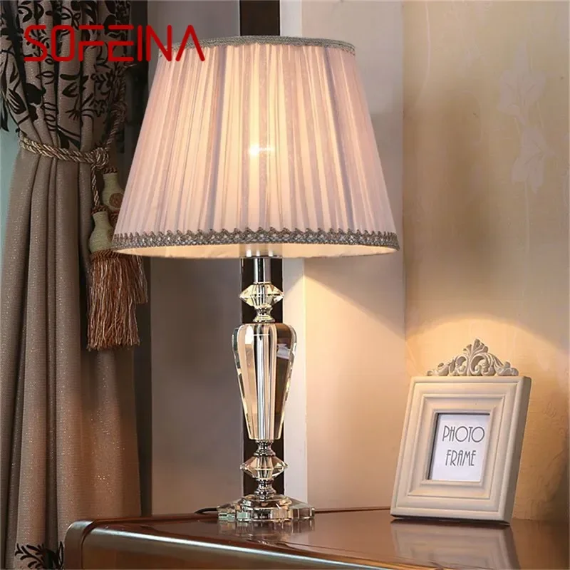 SOFEINA Luxury Crystal Table Lamp LED Fashion Modern Living Room Bedroom Study Villa Hotel Home Decoration Light