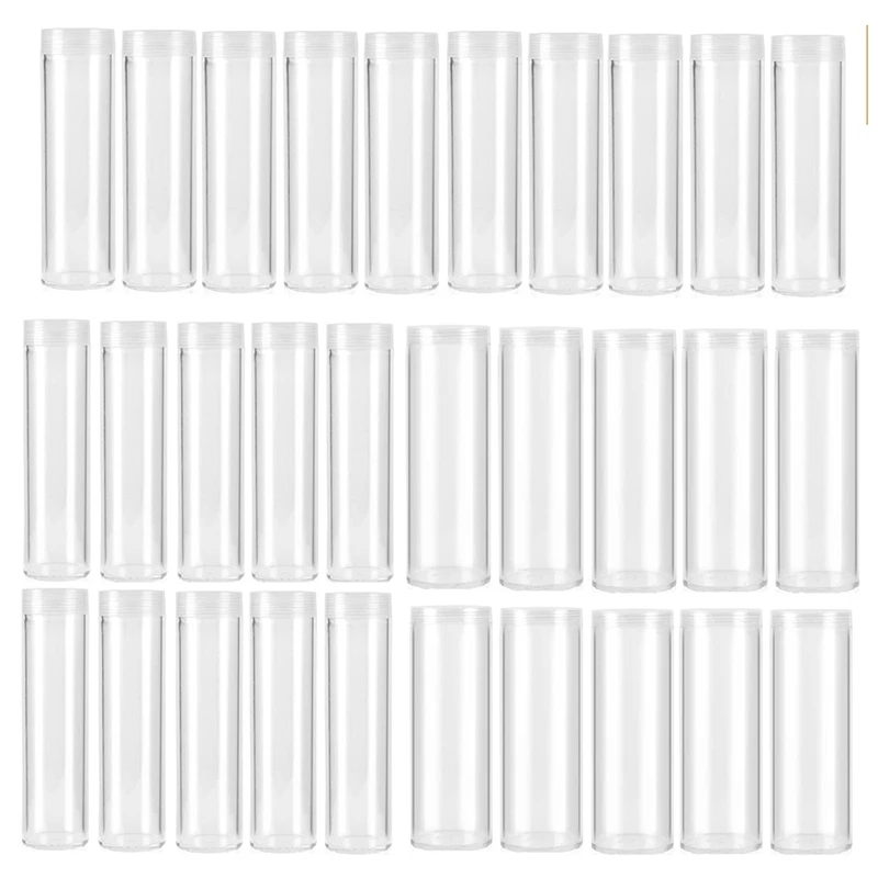AIAI Coin Storage Tube, Plastic Coin Tube, Commemorative Coin Protection Tube, Whole Roll Loose Coin Tube (30 Pieces)