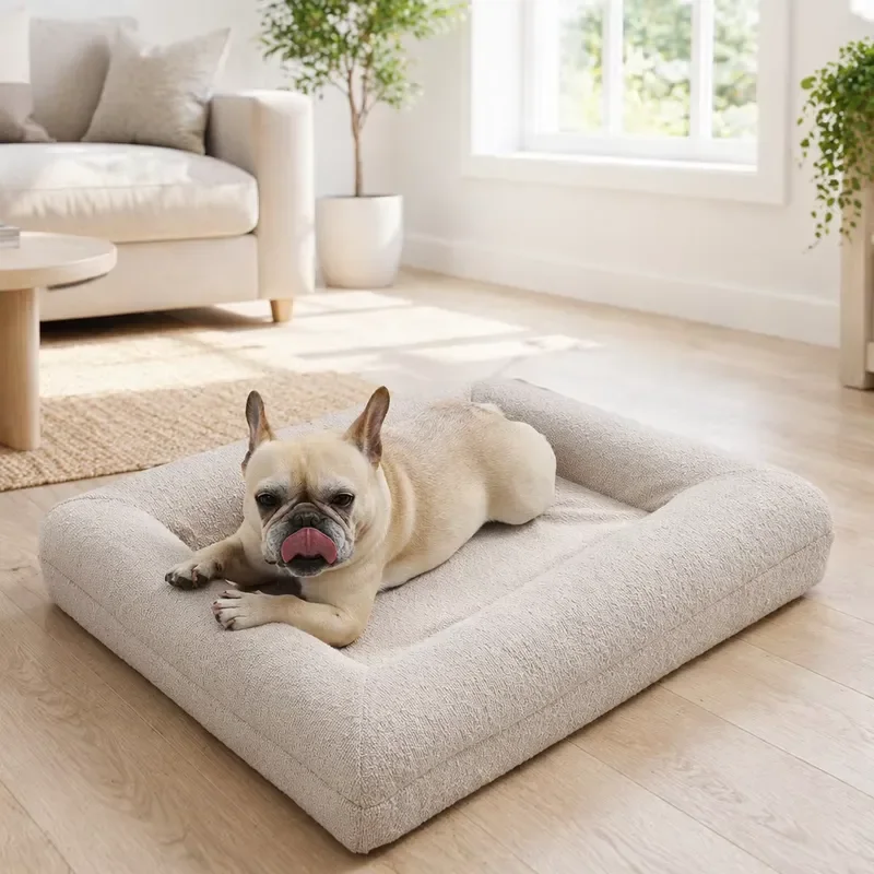 Custom Orthopedic Dog Bed Memory Foam Soft Round Pet Cushion Removable Cover Non Slip Base Portable Comfortable Cat Sleeping