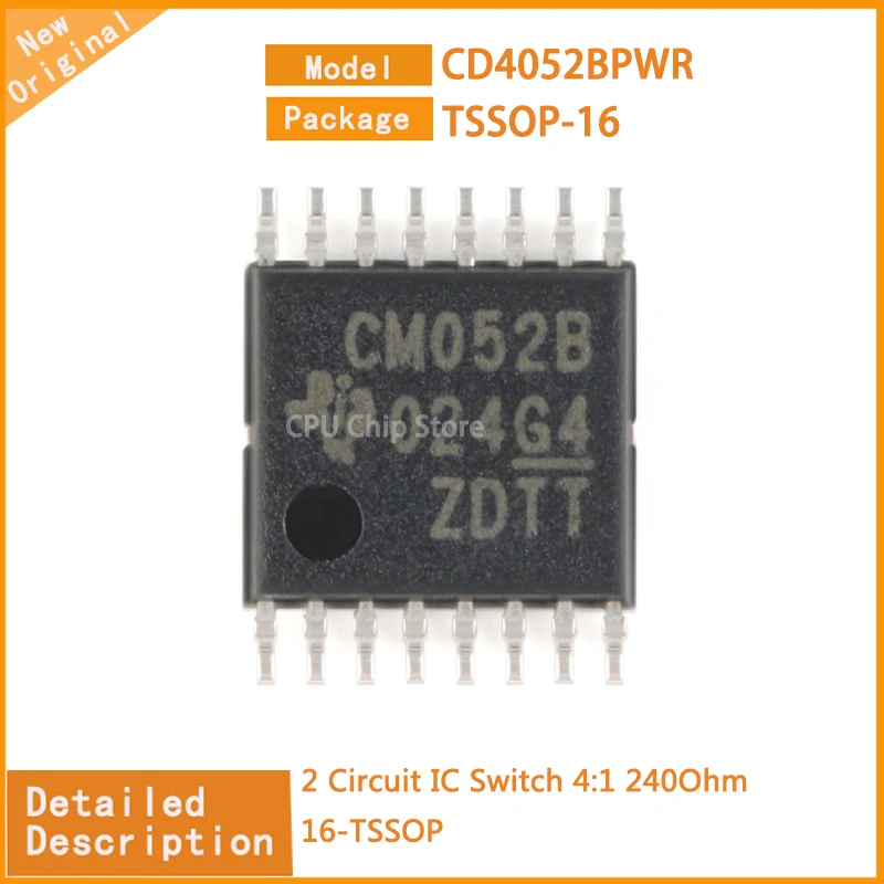 20Pcs/Lot  New Original   CD4052BPWR CD4052  2 Circuit IC Switch 4:1 240Ohm 16-TSSOP