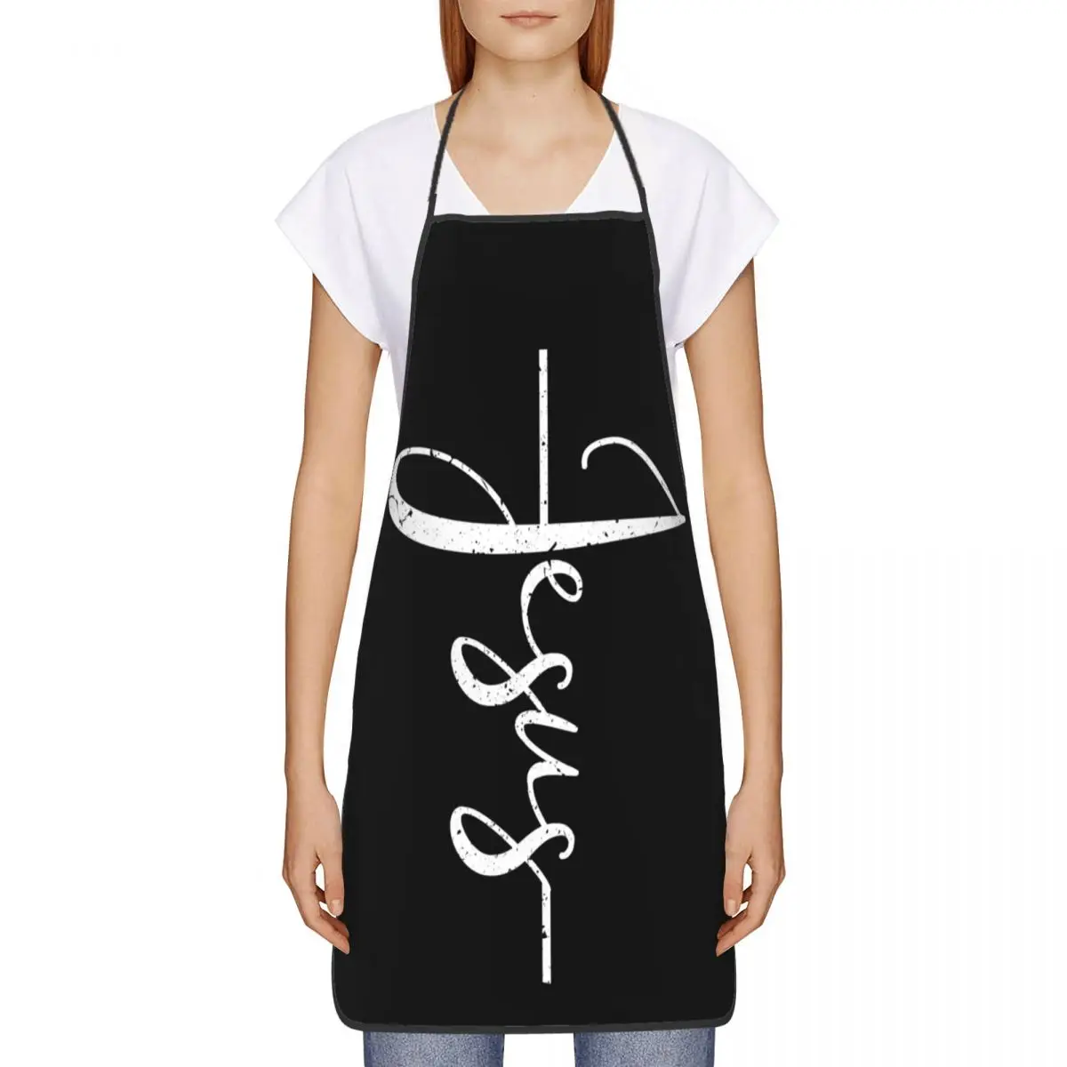 Custom Jesus Christ On The Cross God Bib Aprons Men Women Unisex  Chef Christian Tablier Cuisine for Cooking Baking Painting