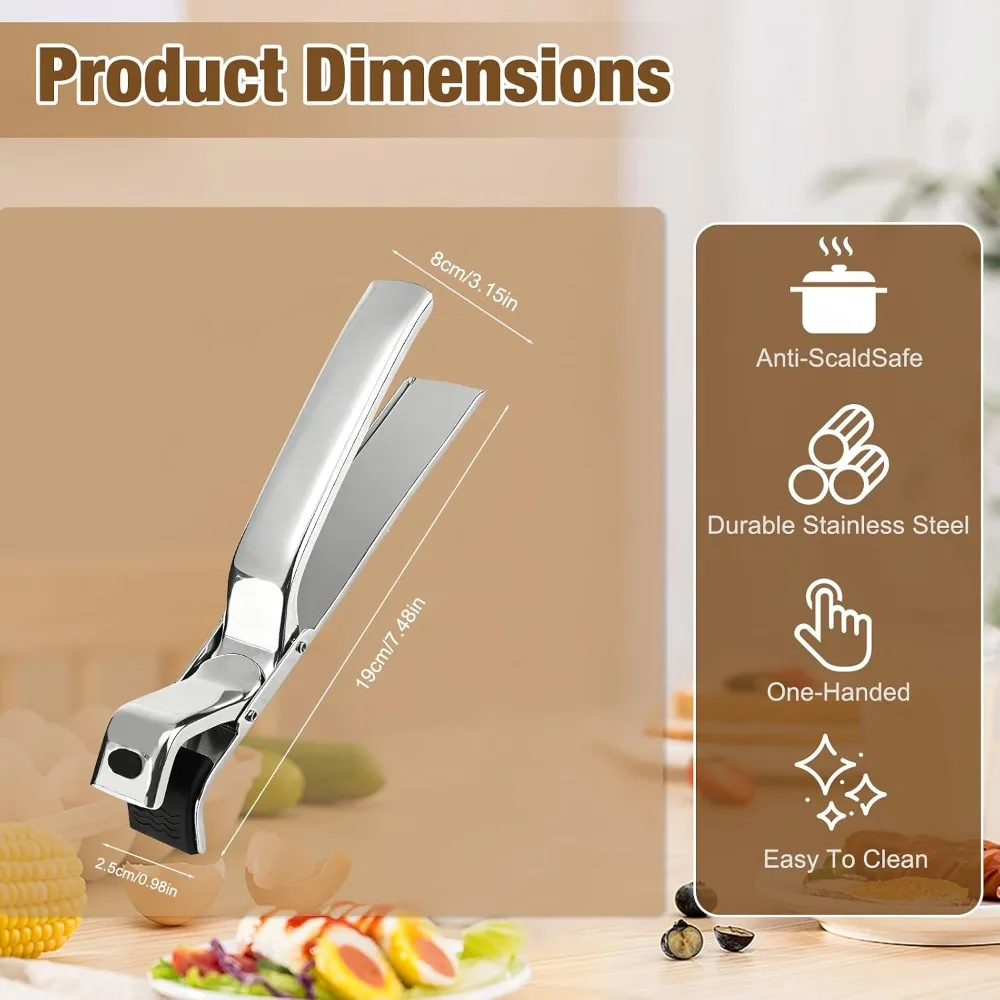 Hot Plate Gripper Tongs Set of 2 Stainless Steel Anti Scald Bowl Holder Clip Kitchen Tongs Multi Purpose Pan Clip Bowl Lifter Tool for Microwave Oven Air Fryer Steamer Pots Cooking Serving Pasta Salad Safe Non Slip Heat