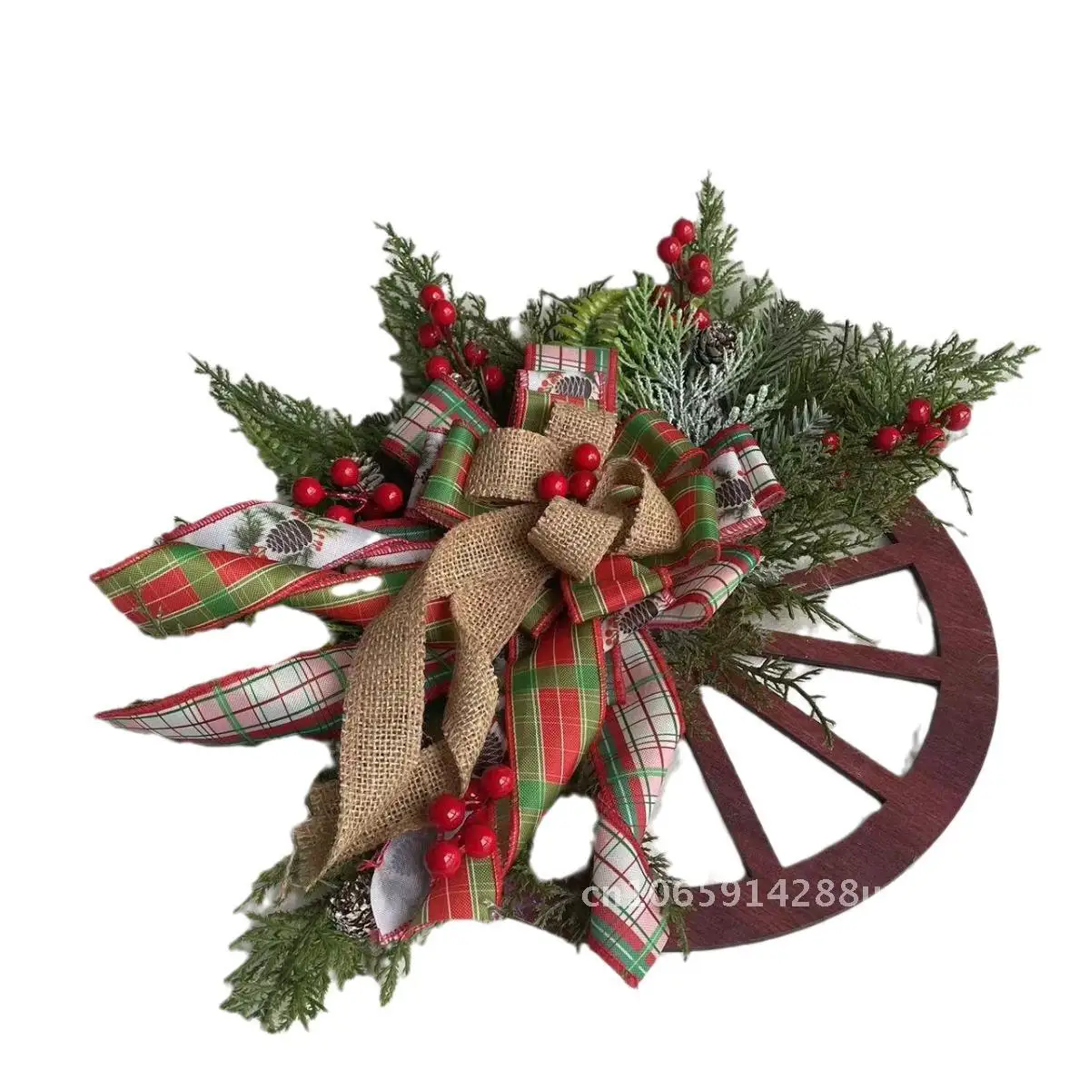 

Christmas Decoration Door Hanging Wooden Roulette Wheel Wreath Wreath Christmas Pine Cone Wreath