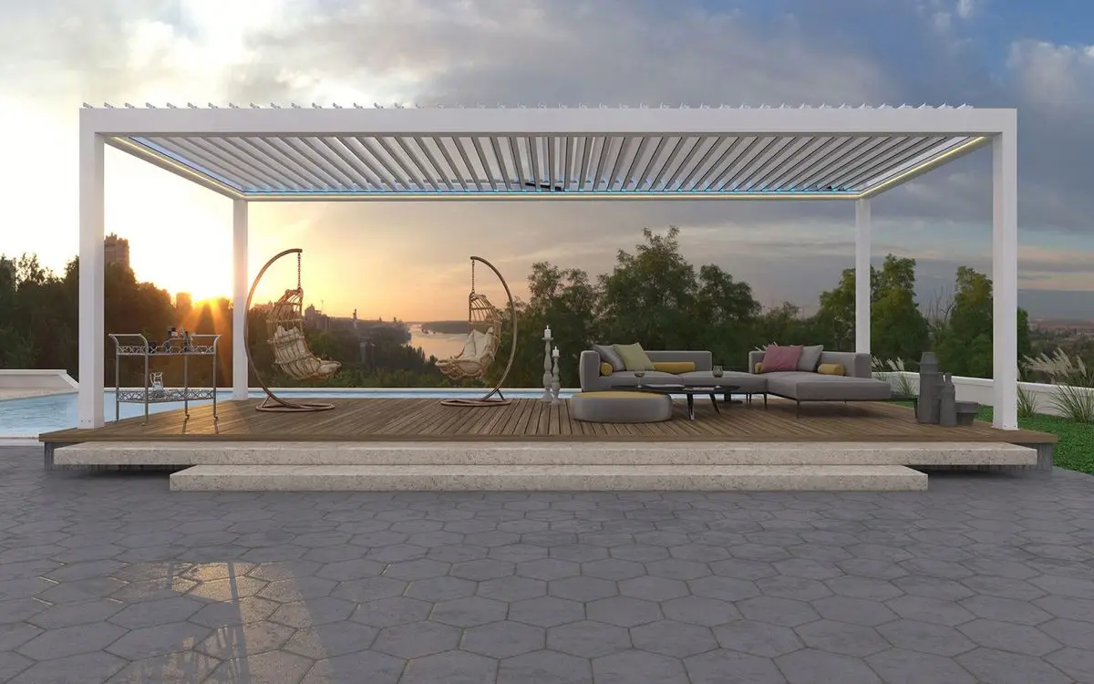3x3 3x4 4x4 3x6 4x6m Modern Outdoor Louvred Roof Pergola with Windproof Roller Blind System Custom Heavy Duty Aluminum Gazebos