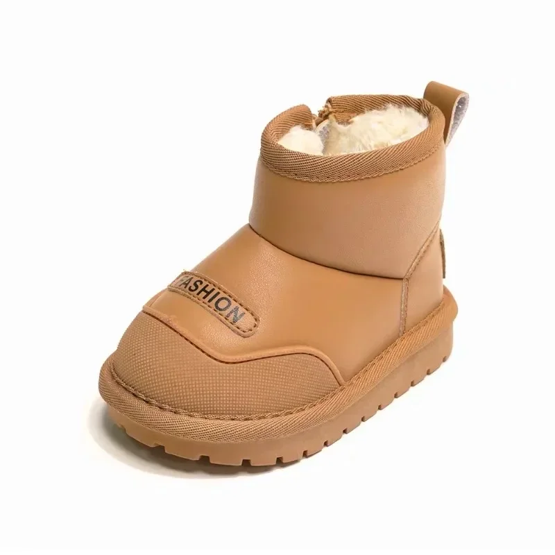 Botas de neve curtas para crianças, pelúcia grossa, pelúcia, borracha, quente, meninos, meninas, crianças, moda, inverno, novo, 2024