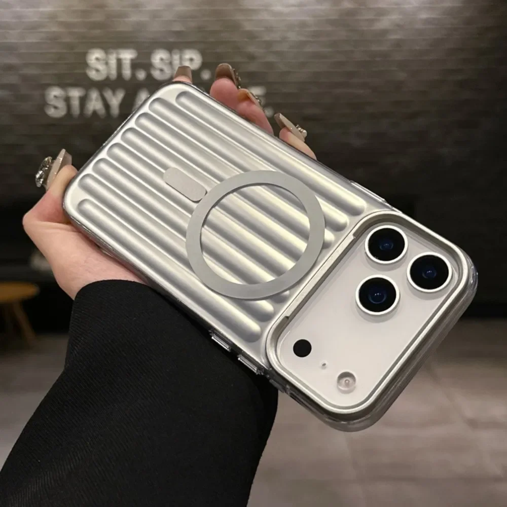 

Suitable for iPhone 17, 16, 15，14 Pro Max 13 wireless charging magnetic MagSafe phone case, luxurious corrugated soft back cover