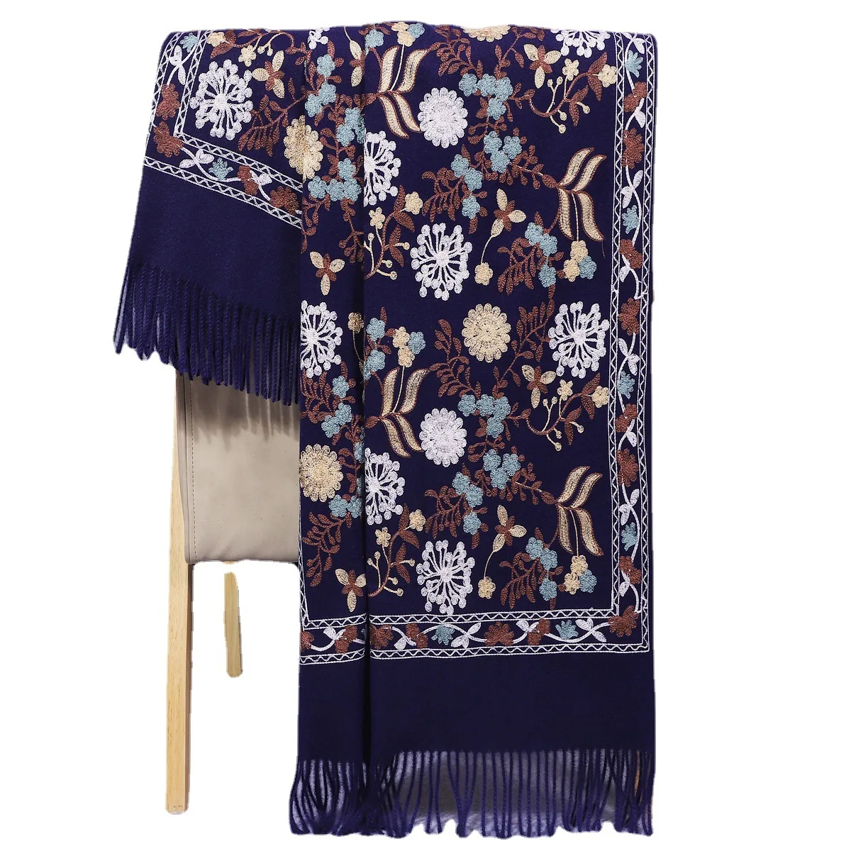 

New Shawl Floral Embroider Cashmere Scarf Women Warm Winter Pashmina Shawl Foulard Femme Travel Blanket Scarves Wraps Female