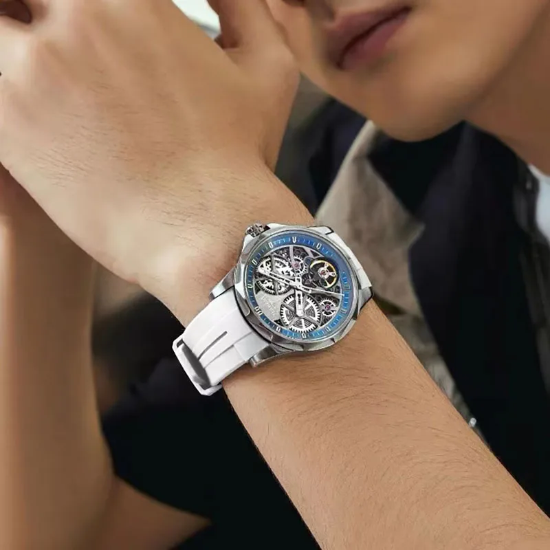 Hot Fairwhale Automatic Watch For Mens Sports Silicone Strap Clocks Mans Fashion Tourbillon Mechanical WristWatch DropShipping