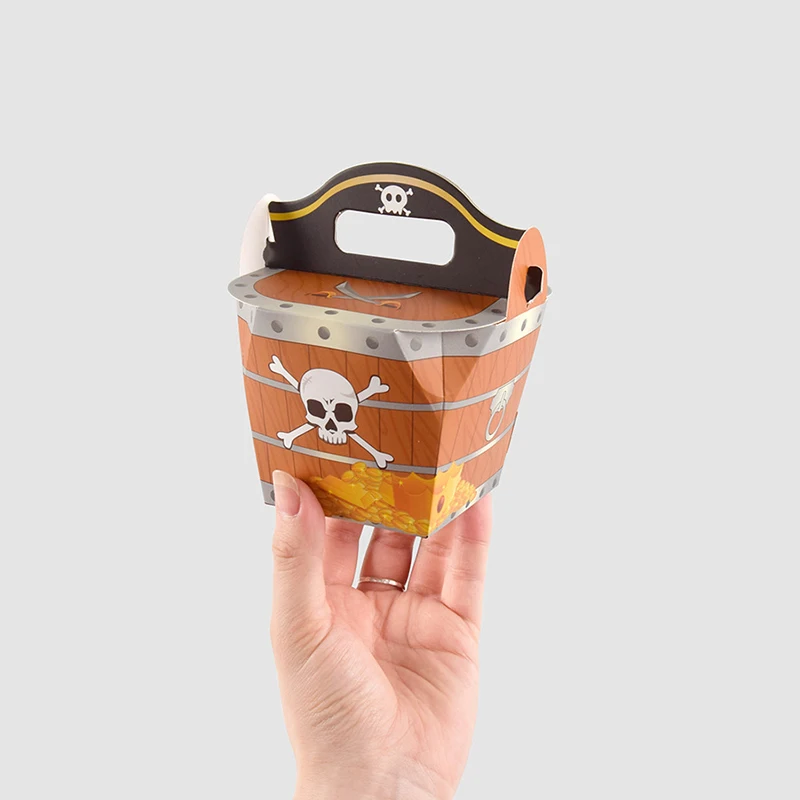 10pcs Pirate Treasure Boxes Paper Candy Gift Box Kids Trick Or Treat Halloween Party Supplies Pirate Themed Birthday Decor