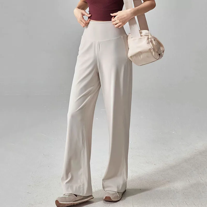 

Straight-Leg Pants Ultra Soft Butter Fabric Women's Mid-Waist Yoga Pants GYM Naked Feel Pilates Running Sport Trousers