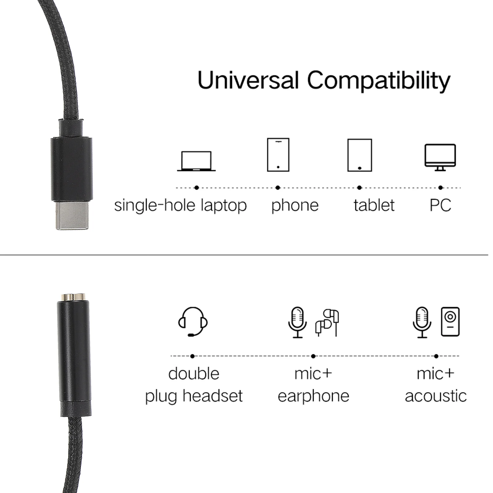 Adapter Cable Headphone Type Headphones Cassette Headset Jack Type-C To 35mm Earphone Square