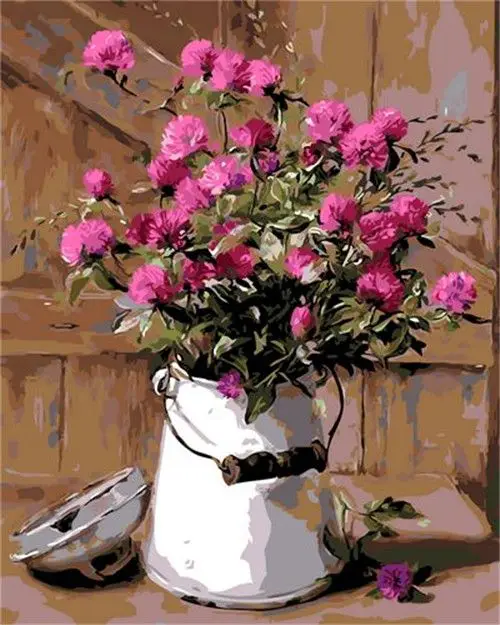 CHENISTORY Pink flowers in an urn