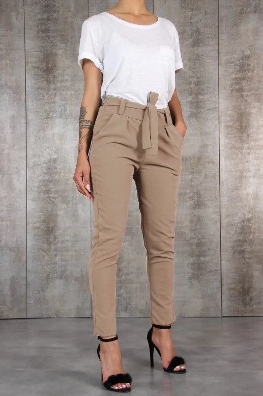 XIZOU Spring Summer Autumn Casual Slim Chiffon Thin Pants For Women High Waist Black Khaki Green Pants Commuting Woman Trousers