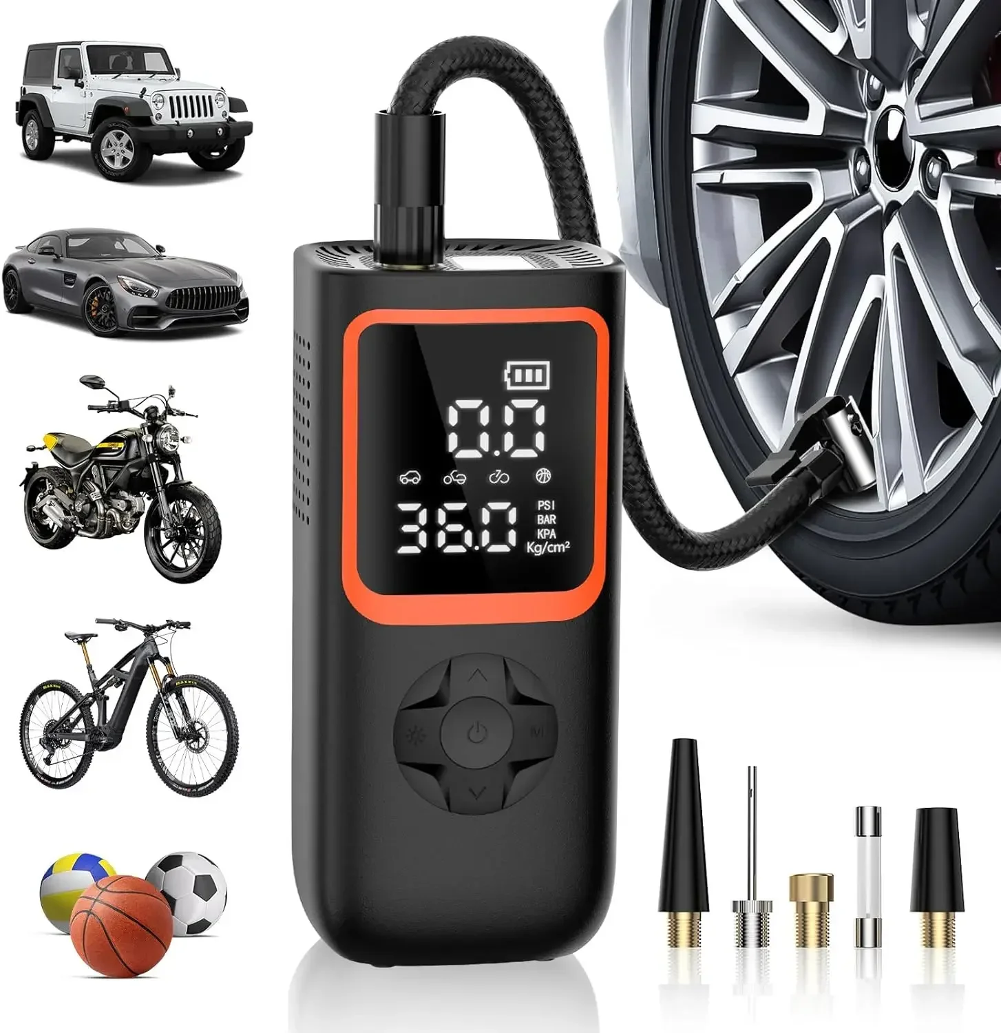 2025New 20000mAh 150PSI Cordless Air Pump Car Tires with Pressure Gauge LED Light Tire Inflator Portable Air Compressor