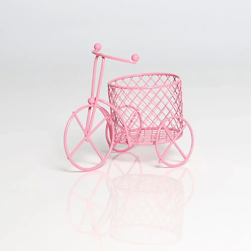 New Mini Ornaments Iron Tricycle Retro Beauty Sponge Storage Jewelry Container Art Decoration Cute Shelves Closet Home Organizer