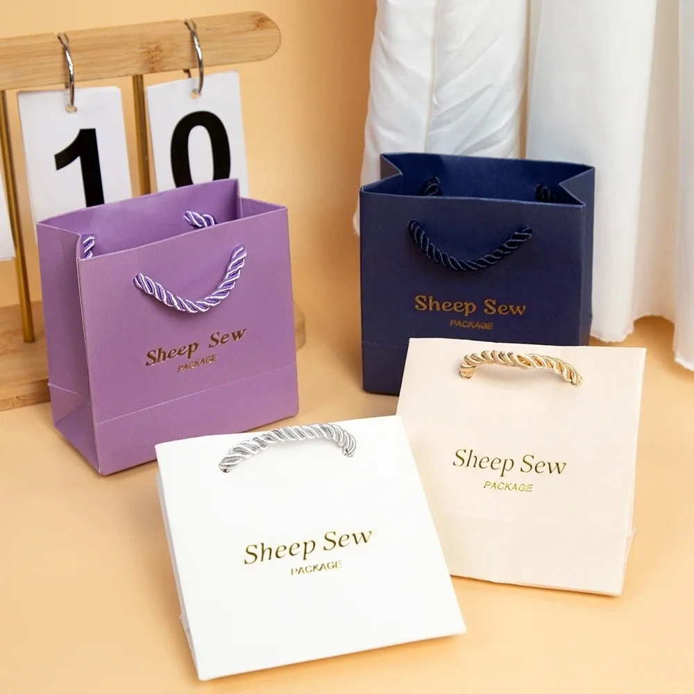 

50pcs Bulk Paper Tote Bag Personalized Kraft Paper with Handle Packaging for Jewelry Clothes Flower Wedding Party Favor Gift Bag