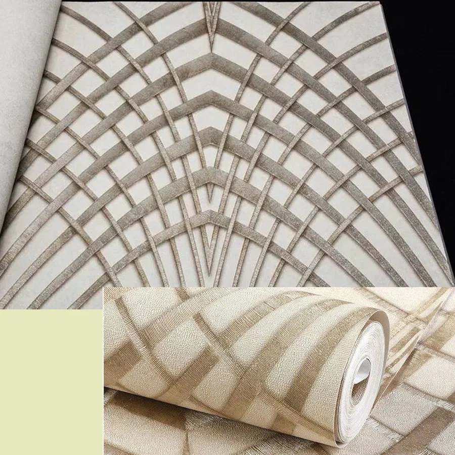 10m Embossed Thick Wallpaper for Living Room Geometric lines Wall Papers Home Decor Art TV Non self Adhesive Mural TV Renovation