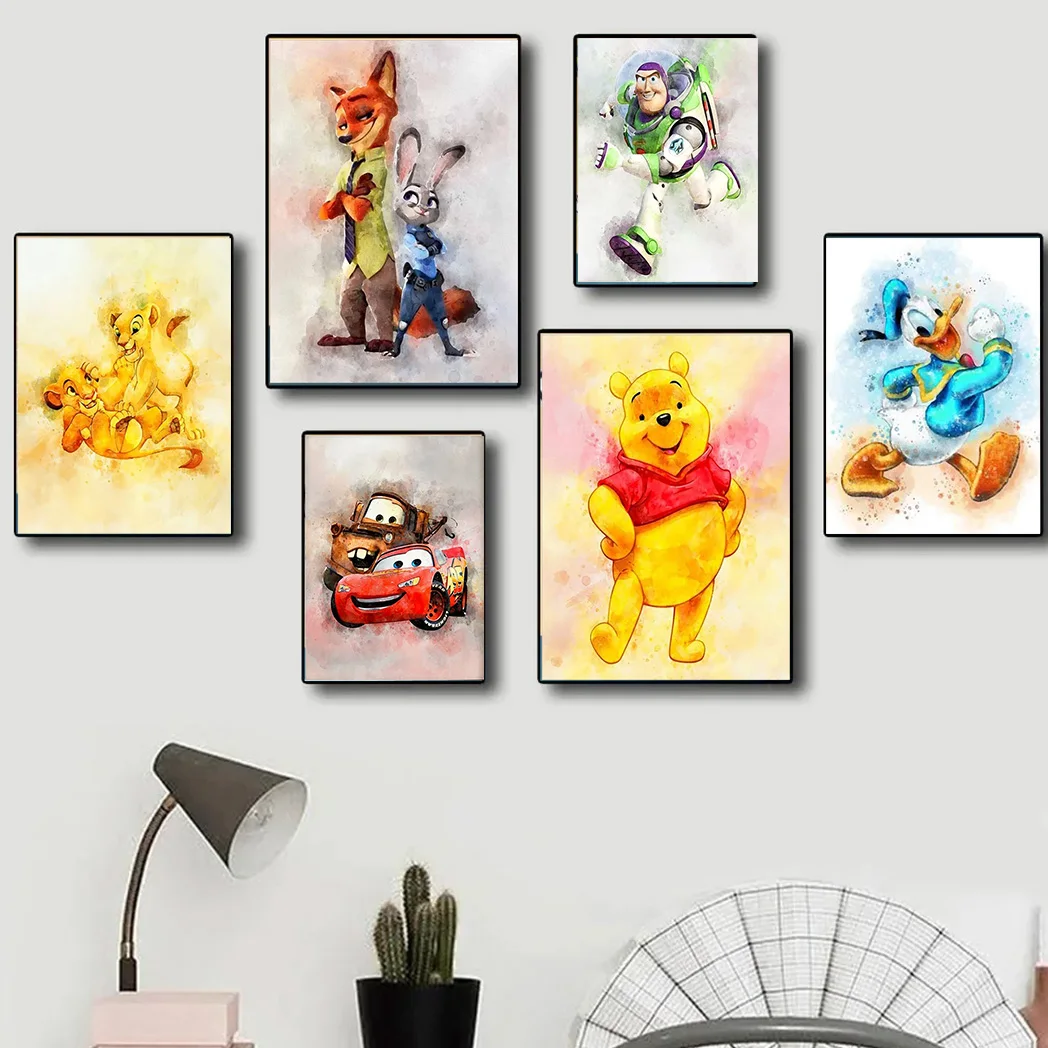 MINISO Disney Cartoon Winnie the Pooh Tigger Wall Art Poster Canvas Painting For Living Room Decoration Children's Room Picture