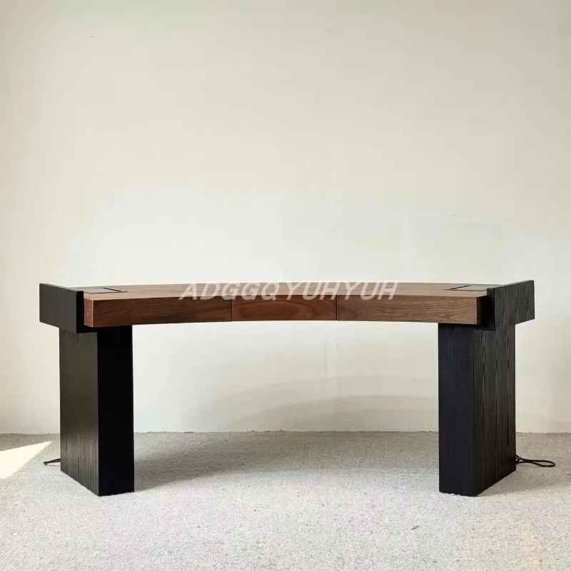 Essential Office Supplies Medieval style solid wood desk household special-shaped high-end desk color matching curved writing de