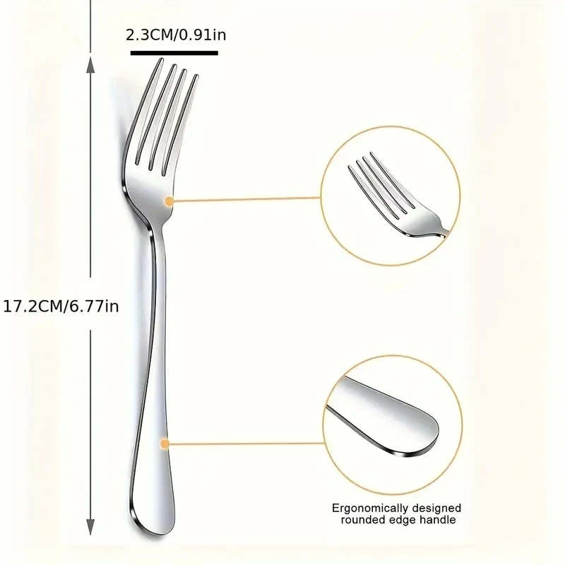 12Pcs Stainless Steel Dinner Forks Tableware Set Salad Forks Dessert Fork luxury Dinner Fork For Home Kitchen Dishwasher(7.3in）