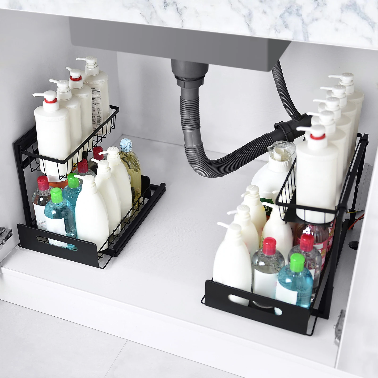 aoresac-organisateur-et-rangement-sous-evier-paquet-de-2-organisateur-d'armoire-extractible-etagere-d'evier-coulissante-pour-armoire-de-cuisine-salle-de-bain