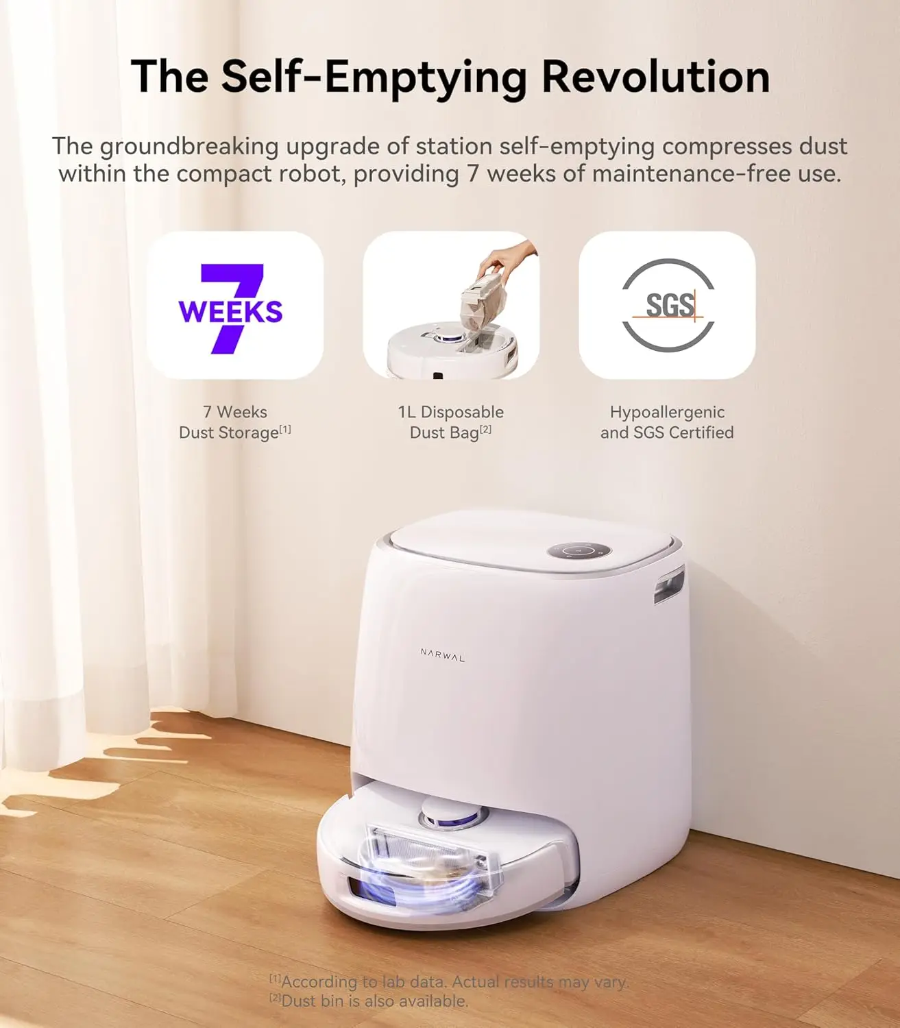 Narwal Freo X Ultra Robot Vacuum and Mop Combo Auto Mop Drying/Washing Self-Empty Zero-Tangling Maintenance-Free Base Station