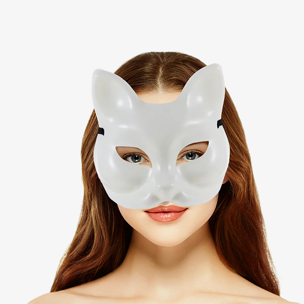 

3Pcs Fox Mask Plastic Blank White Masks DIY Paint Halloween Cosplay Party Costume Accessories Animal Half Facemasks
