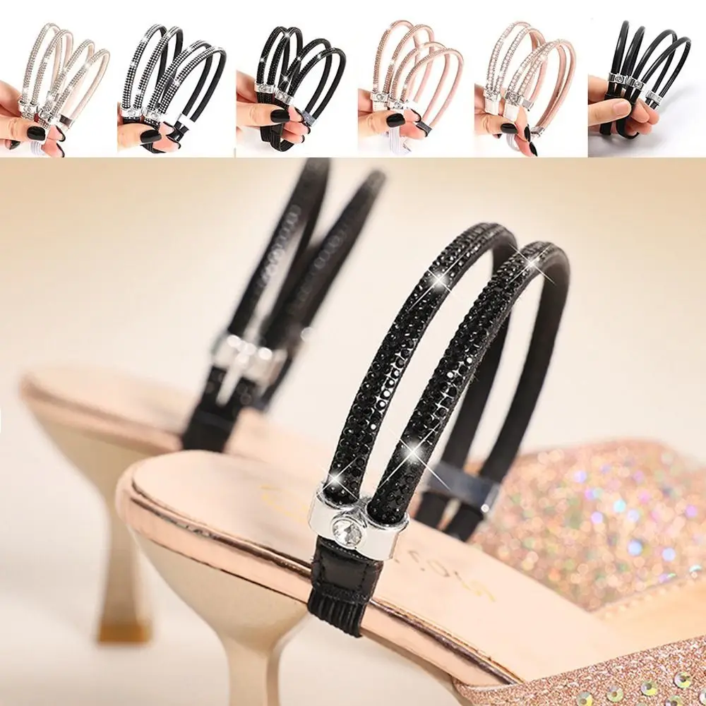 ชุดรองเท้าส้นสูงผู้หญิง เชือกรองเท้าฟรี รองเท้าสามเหลี่ยม ตกแต่ง เชือกรองเท้าขี้เกียจ ปรับข้อเท้าได้