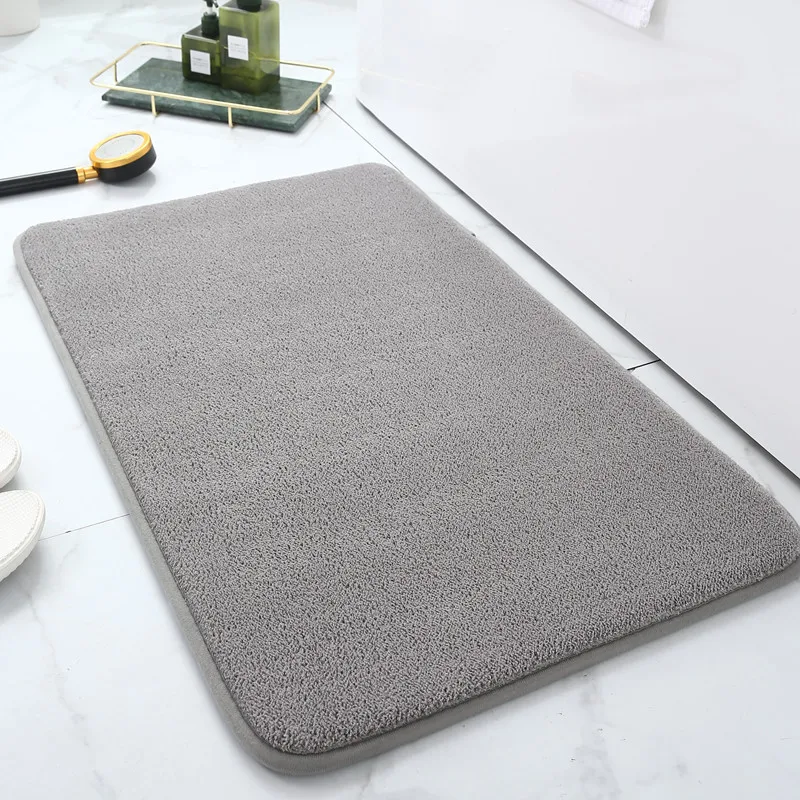 Anti Slip Dirt Resistant Flannel Bath Floor Mat Thickened Water Absorbent Foot Pad Soft Household Rug for Indoor Bathroom